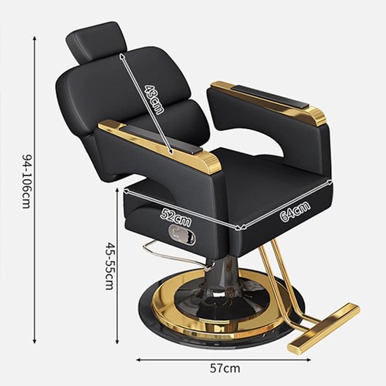 Professionele Verstelbare Kappersstoel Verona 360° Draaibaar met Hydraulische Hoogteverstelling, Kantelbare Rugleuning 90-135°, Comfortabele Armleuningen en Stevig Stalen Frame voor Kapsalon, Barbershop, Beautysalon en Thuisgebruik — afbeelding 2