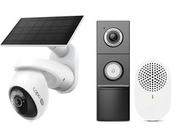 Tapo C660 Beveiligingscamera Buiten op Zonne-energie + D235 2K 5MP Video Deurbel - Bundelvoordeel - 4K 8MP - 360° Draaibaar - Inclusief Zonnepaneel - 180° Head-to-Toe - Kleur Nachtzicht - 10.000 mAh Accu - Automatisch Volgen - Tot 210 Dagen Accu