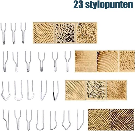 23 pyrography tips: diverse patronen op hout, lijnen, stippen en krullen.