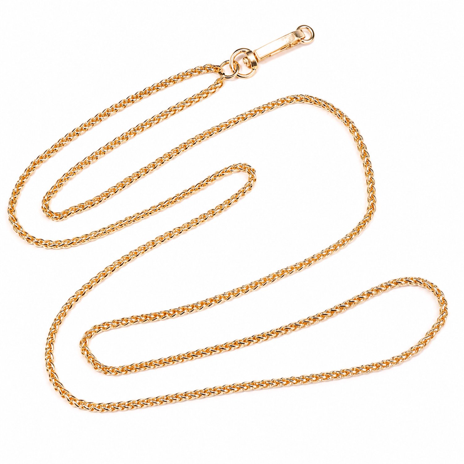 Telefoonkoord van metaal, goudkleurig, 125 cm, gedraaide ketting van 4 mm met metalen sluiting, voor crossbody- en nekgebruik
