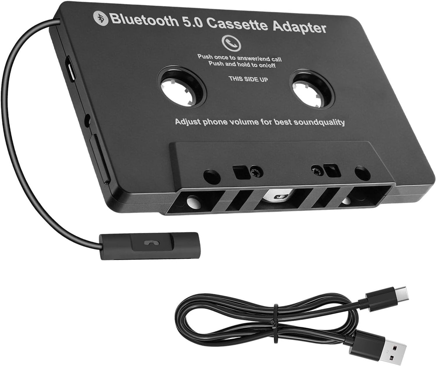 Bluetooth Auto-Cassette-Adapter - Zwart - Plug & Play - Handsfree Bellen met Microfoon - Voor Auto's met Cassette-Speler