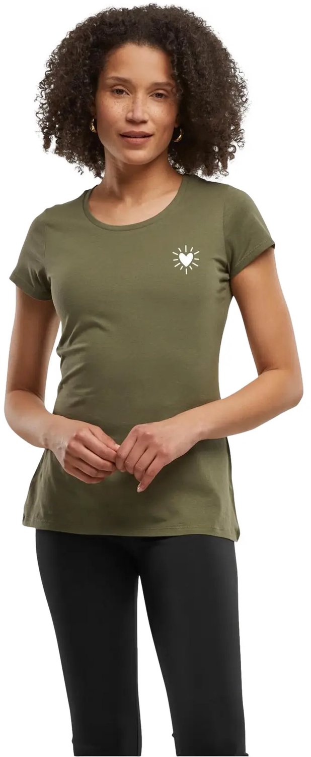T-shirt dames Urban Classics Radiant Heart Basic Groen