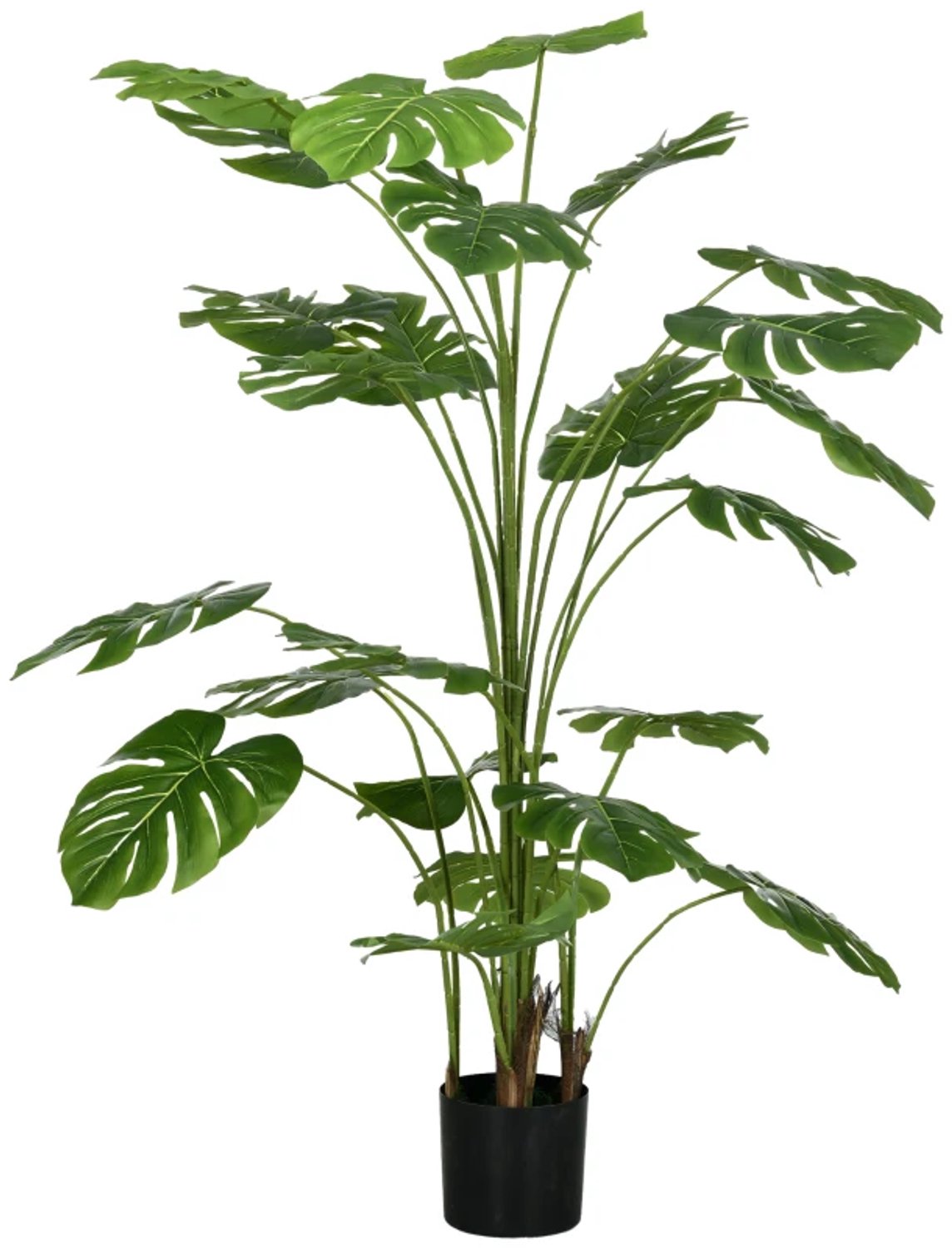 ZYLARO Kunstplant - 180 cm - Inclusief plantenbak en kunstmos - Realistisch uiterlijk - Groen groen + zwart