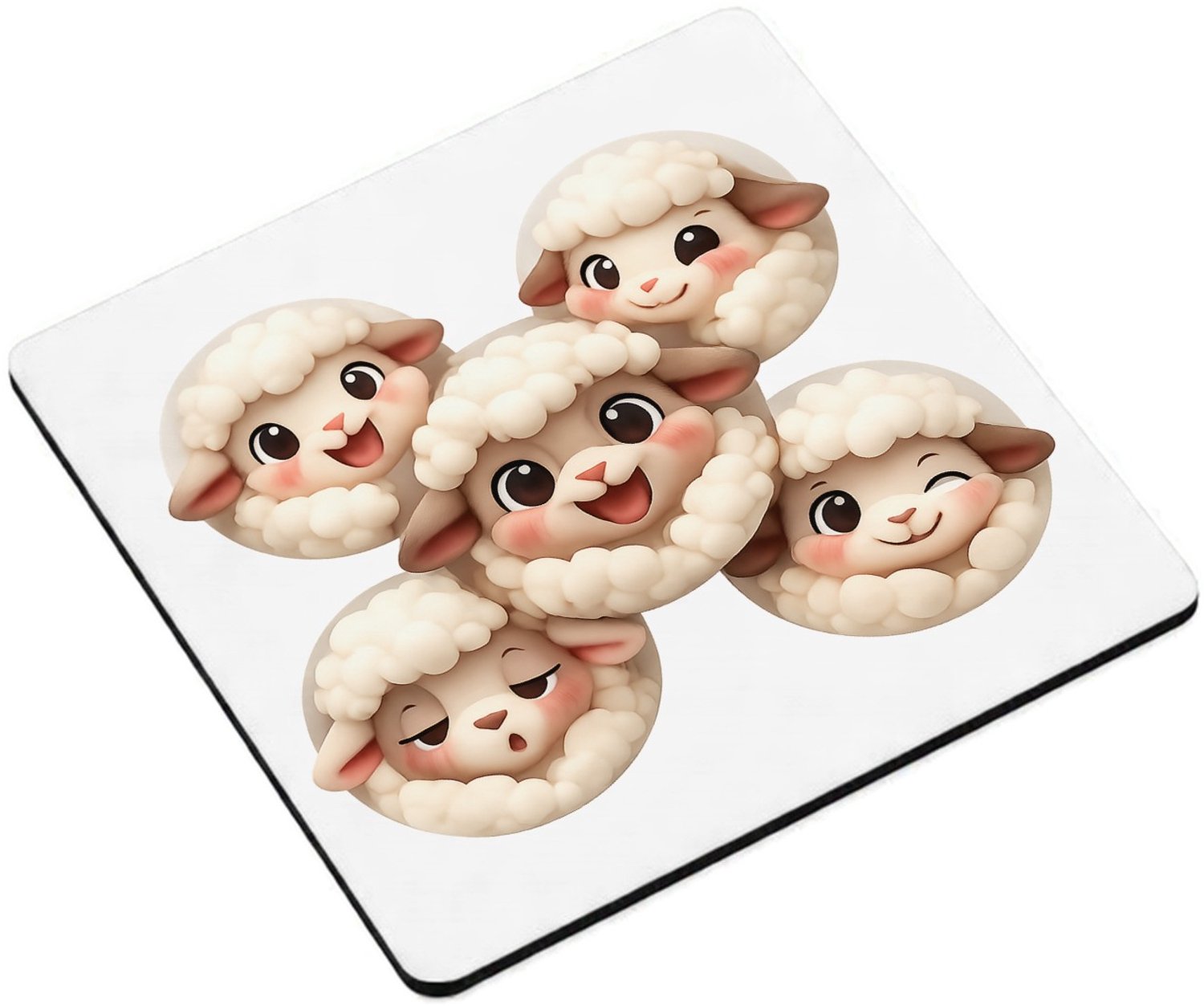 Mr Cadeautjes MDF magnetische fotolijst vierkant 9,5 - design Speelse dierenportretten in een verzamelserie met ronde kade | cadeau Wit