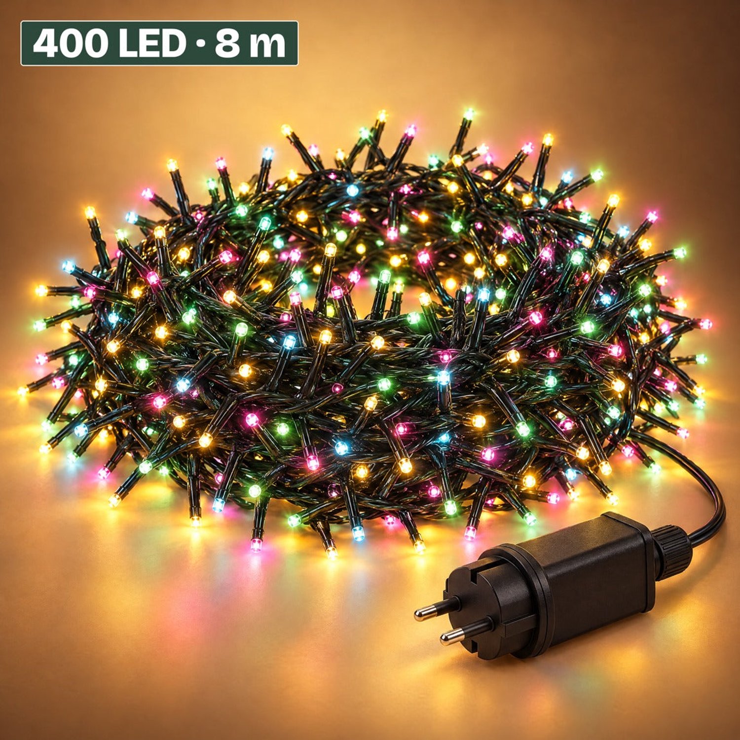 Levano Kerstverlichting Buiten 400 LED 8 m - Kerstboomverlichting - Lichtsnoer Binnen en Buiten - Kerstlampjes Gekleurd - Lichtslinger - Clusterverlichting Kerstboom - LED Verlichting - Kerstverlichting Binnen met Timer - Lichtjes - IP44
