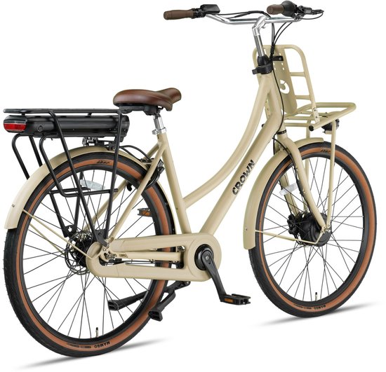 Crown Las Vegas - Elektrische transportfiets - Elektrische damesfiets - Voorwielmotor - Hydraulische schijfremmen - 7 Versnellingen - 28 inch - 50 cm - Mocca Bruin — afbeelding 5
