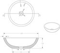 Technische tekening van een ronde waskom met een diameter van 400 mm en een hoogte van 120 mm.
