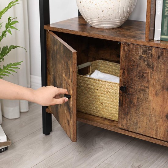 SNJY® Platenspeler Meubel - Platenspeler Kast - LP Houder - Platenhouder - 30D x 74B x 154,5H cm - Bruin/Zwart — afbeelding 3