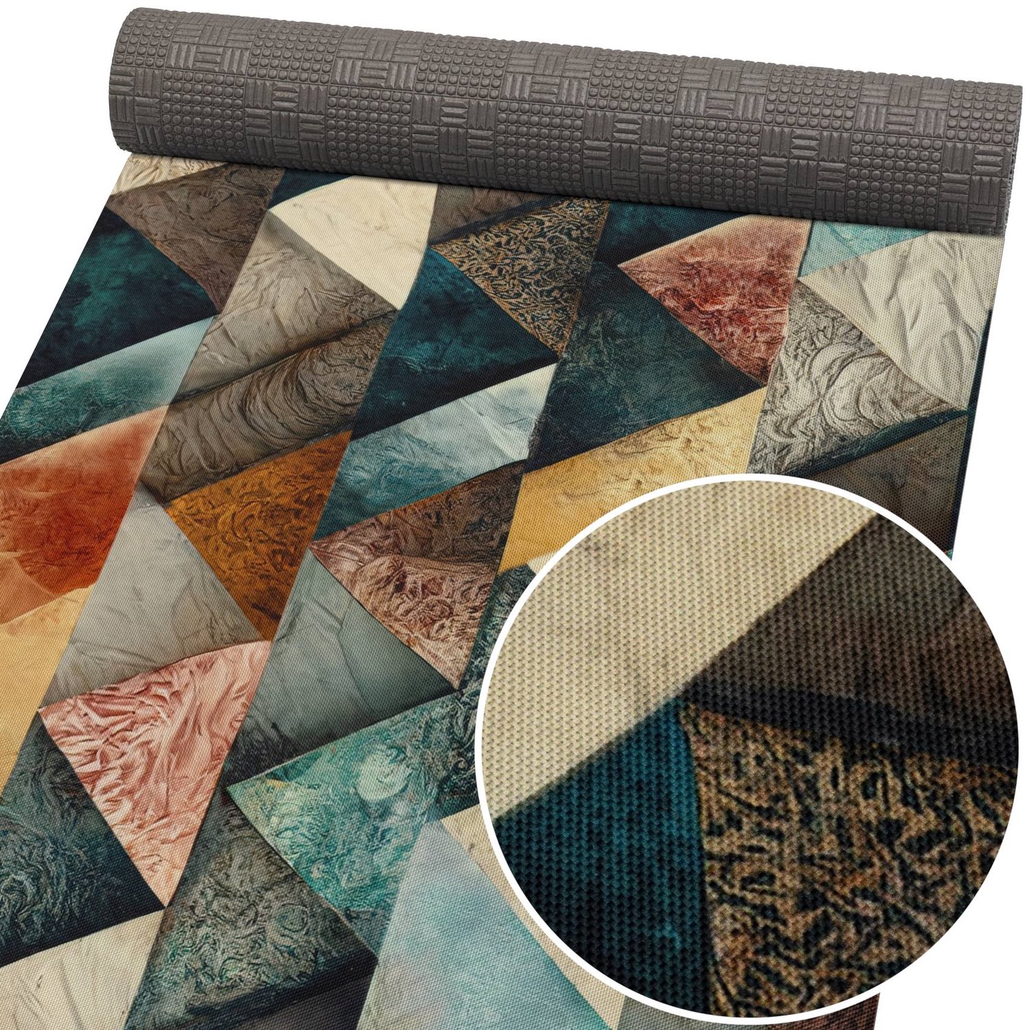 ANRO Keukenloper Triangulum Driehoeken Meerkleurig 180x52cm – Antislip Gangloper Tapijtloper 3 mm