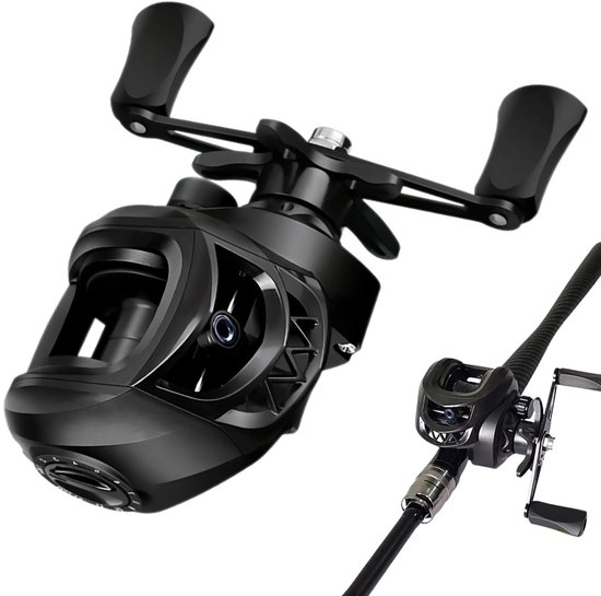 Vismolens - Low-profile Baitcasting-reel AK200 - 8 KG Enorme Slipkracht - voor Starters Visgerei - Zwart — afbeelding 4