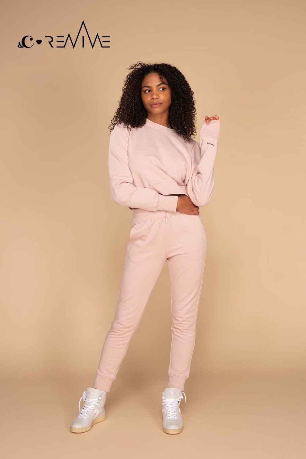 REVIVE x &C - Joggingbroek Dames - Long Length, Biologisch Katoen - Blush Pink - Maat S
