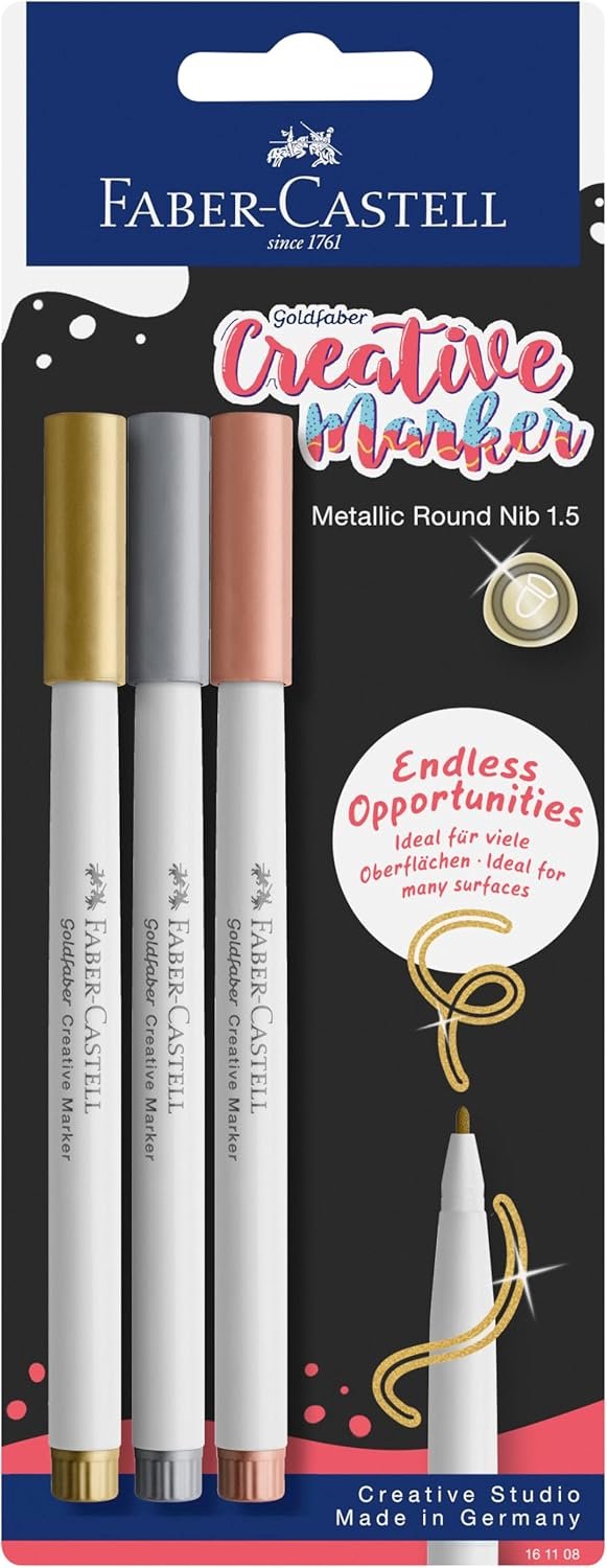 Faber-Castell Goldfaber Metallic Markers - 3 Stuks, 1.5mm
