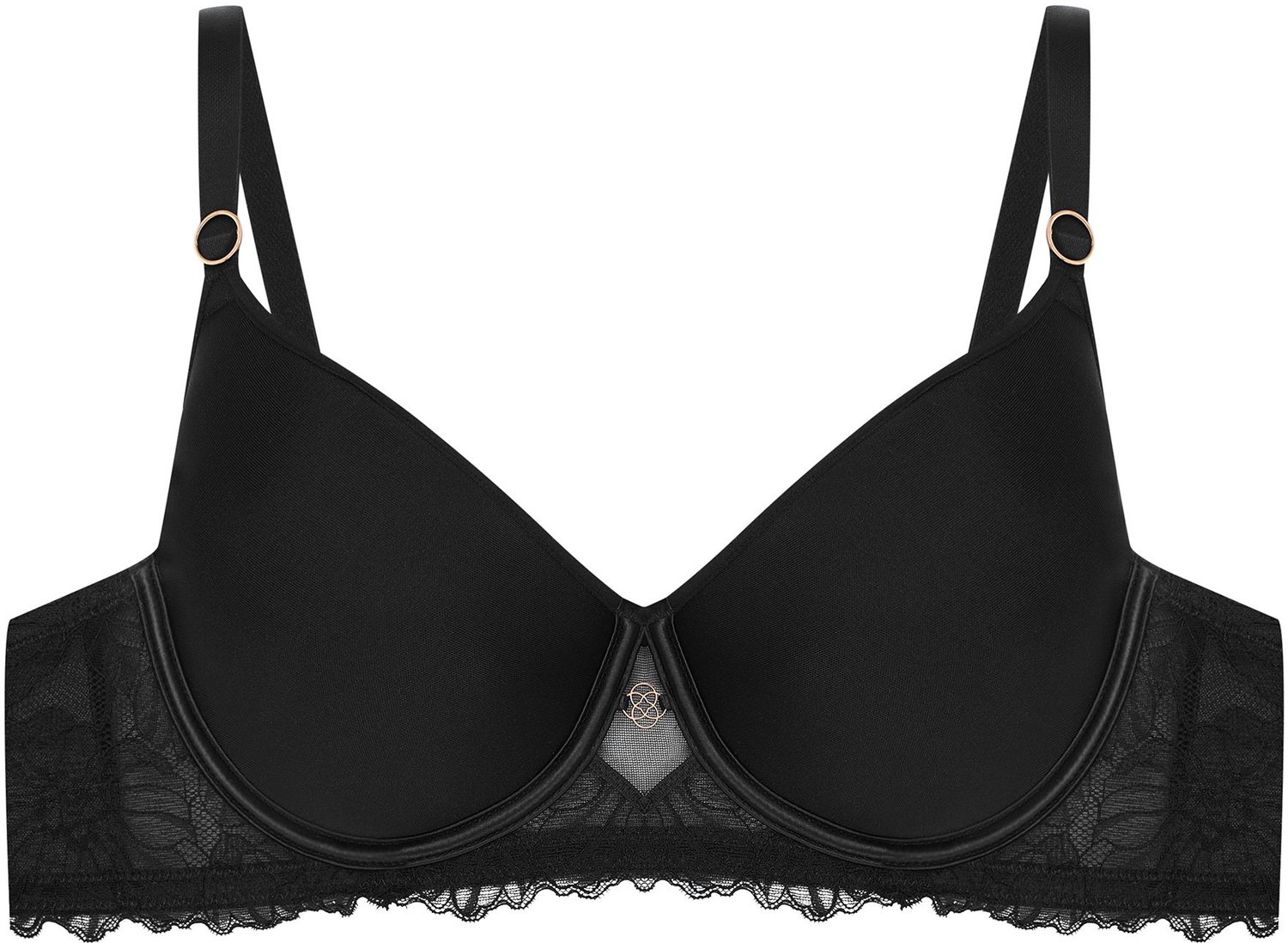 ESOTIQ Briana - Voorgevormde Beha - Zwart - Gouden Detail - Kanten Band Zwart;Goud