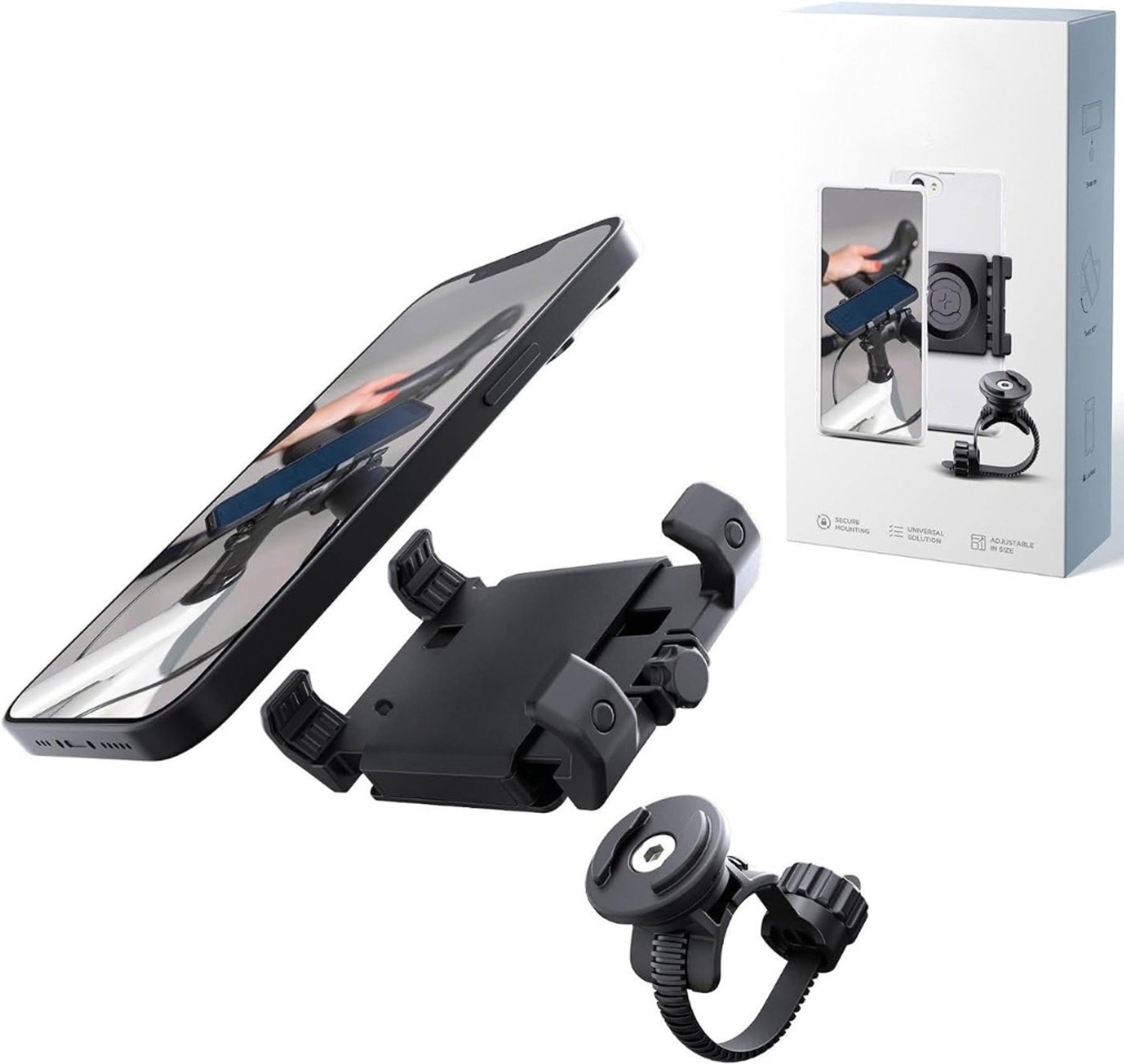 Verte - Fietstelefoonhouder - Universal - Beugelbevestiging Voor MTB En Racefiets - Gepatenteerde Draaivergrendeling - Stevige Klemhendel - Voor Apparaten Met Een Breedte Van 58-85 Mm - Fiets- En Rijaccessoires