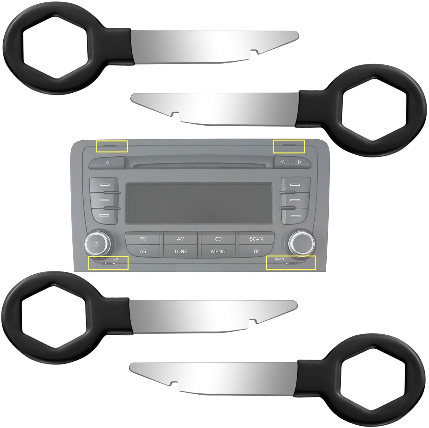 Autoradio Ontgrendelingsgereedschap - Radio Demontage Set - Voor Auto Audio Systemen - 4 Stuks
