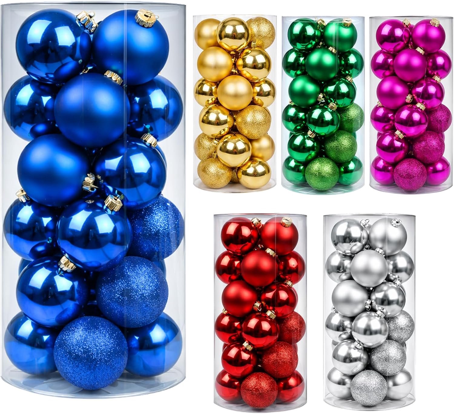 Set van 24 blauwe kerstballen – Onbreekbare kerstboomversiering (3 cm) voor kerstboom, feestdagen, bruiloften en feesten