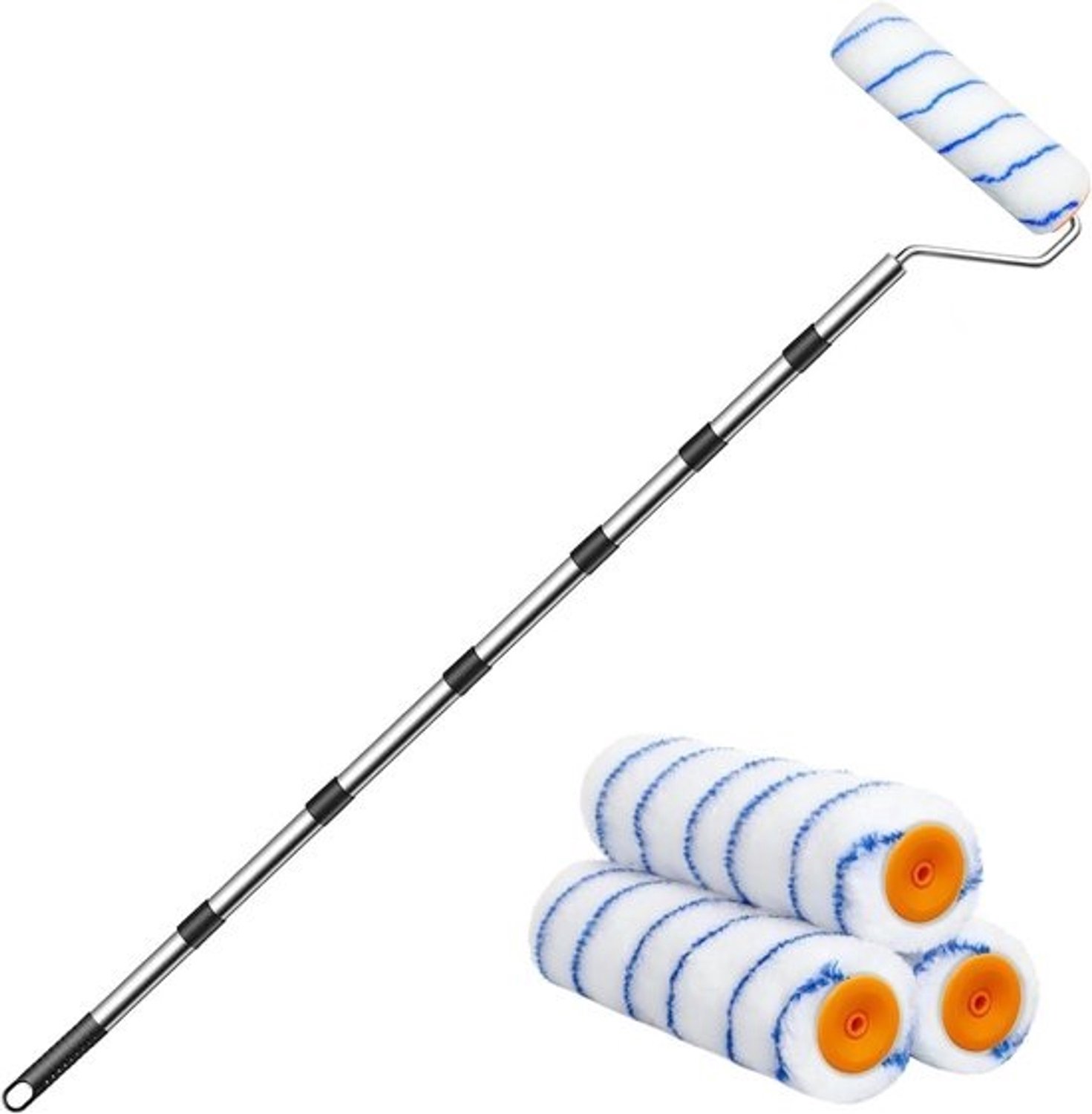 Verfrollerset - Muurroller voor schilderwerk - Muren en plafonds verven - Telescoopsteel - 3 stuks 23 cm - Niet gespecificeerd