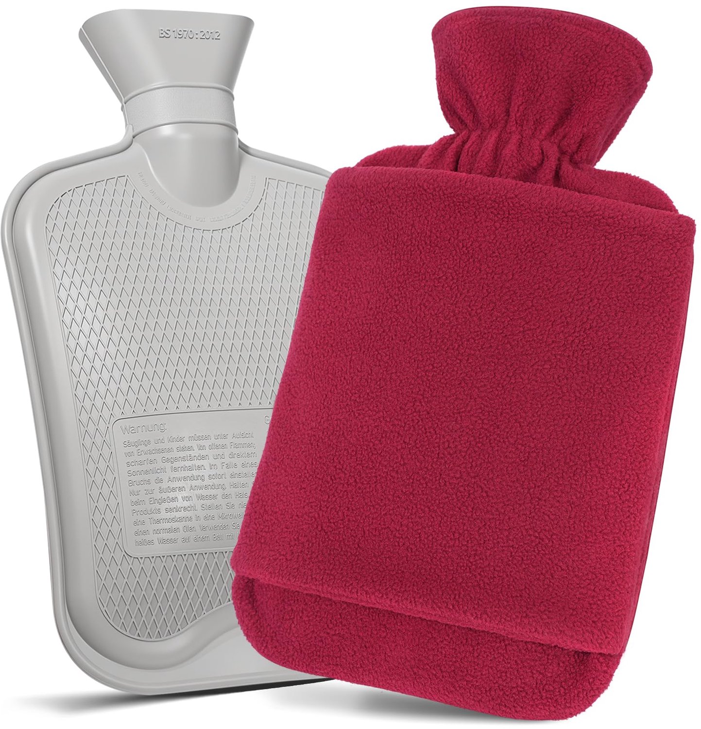 Warmwaterkruik 2 L - Lekvrije Kruik met Zachte Fleece Hoes - Handwarmer - Voor Koude Dagen en Ontspanning