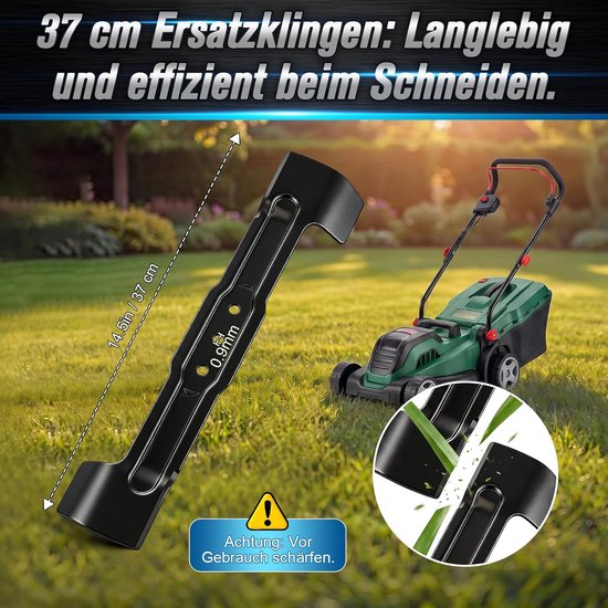 Vervangingsmessen 2-delig - zwart staal - compatibel met Bosch Rotak 37 Li-serie - eenvoudig te installeren - ServiceTopper — afbeelding 3