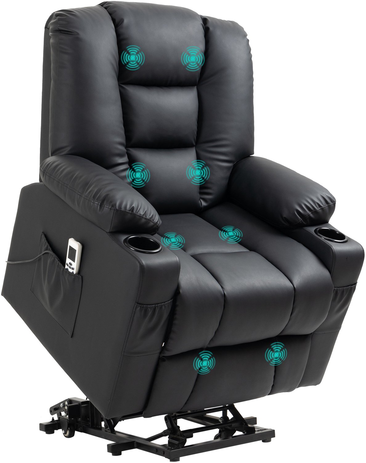 Homona Elektrische sta-opfauteuil - Met massagefunctie en USB-aansluiting - Met voetensteun en afstandsbediening - Kunstleer - 90 x 98 x 102 cm - Zwart