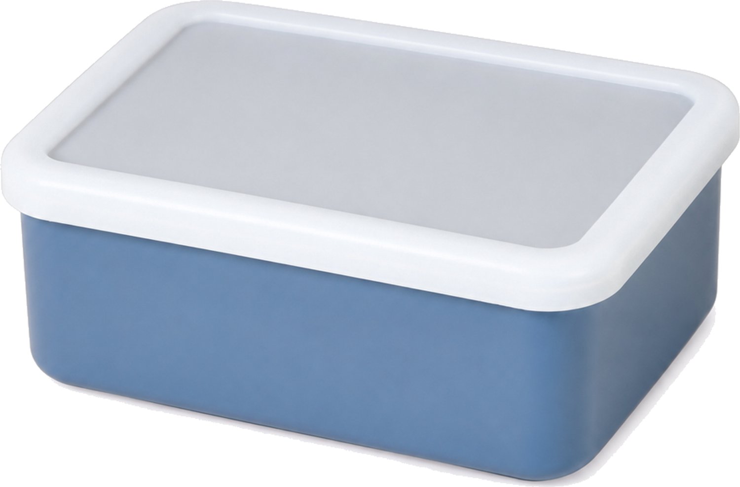 Broodtrommel 1.000 ml, rechthoekig, donkerblauw met wit deksel, 17,5 × 13,5 × 7 cm