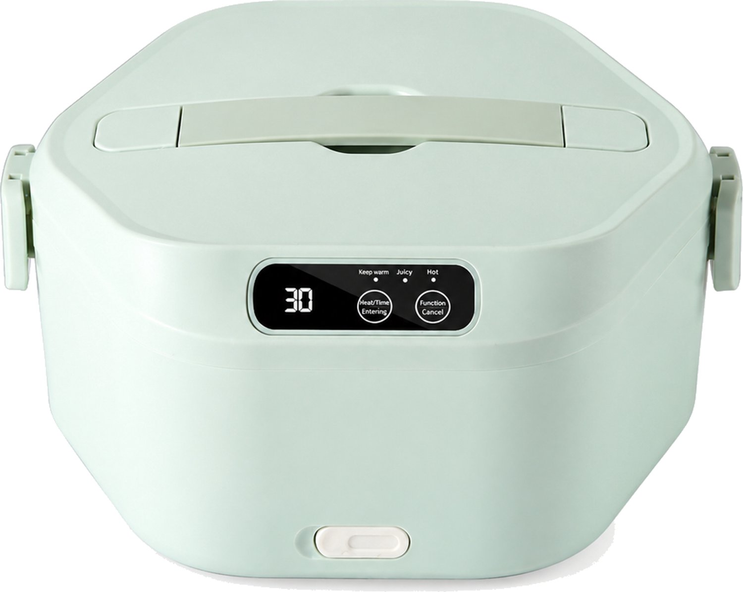 Broodtrommel met draadloze verwarming, oplaadbare uitvoering, mintgroene zeshoekige behuizing
