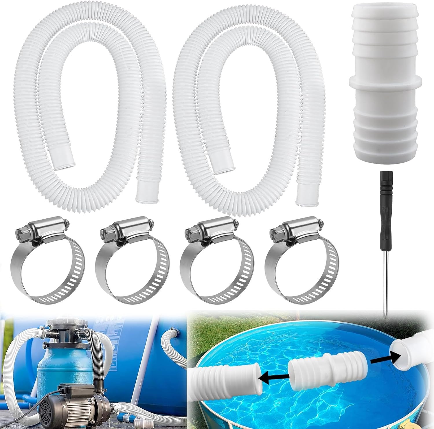Poolslang 32mm - 150cm - Polyethyleen - Geschikt voor zwembadpompen - ShopVlot