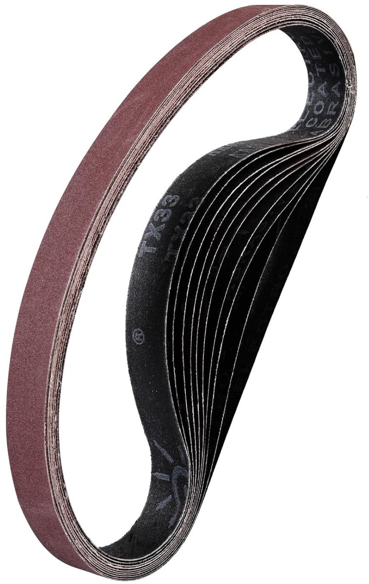 STEBRUAM Pack of 10 Sanding Belts, 25 x 762 mm, 60/80/100/120/240 Grit for Belt Sander - ShopVlot