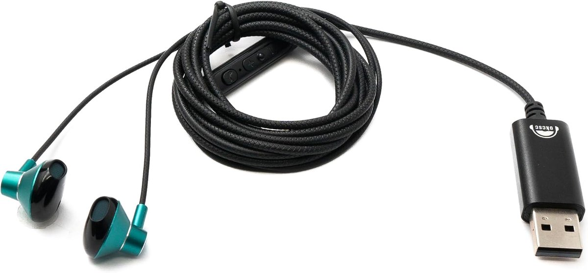 In-ear hoofdtelefoon met microfoon - 2 meter kabel - USB 2.0 - geluidsonderdrukking voor helder geluid - ShopVlot