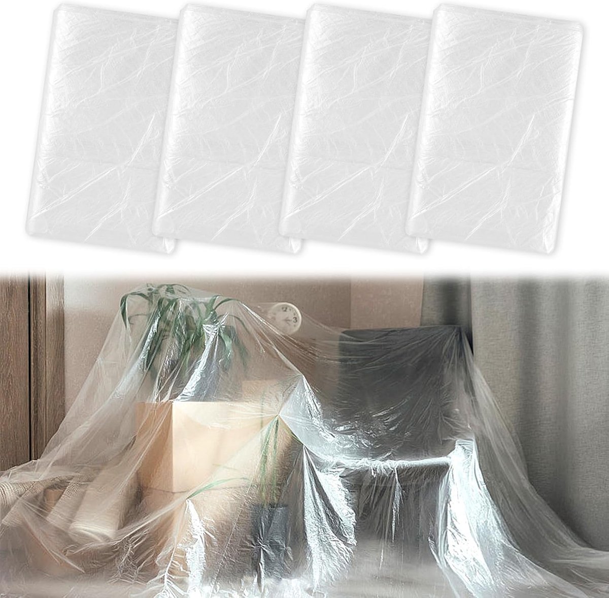 Afdekkingsfolie schilder 4,5 × 11 m - plastic - waterdicht - ideaal voor schilderwerk - ShopVlot
