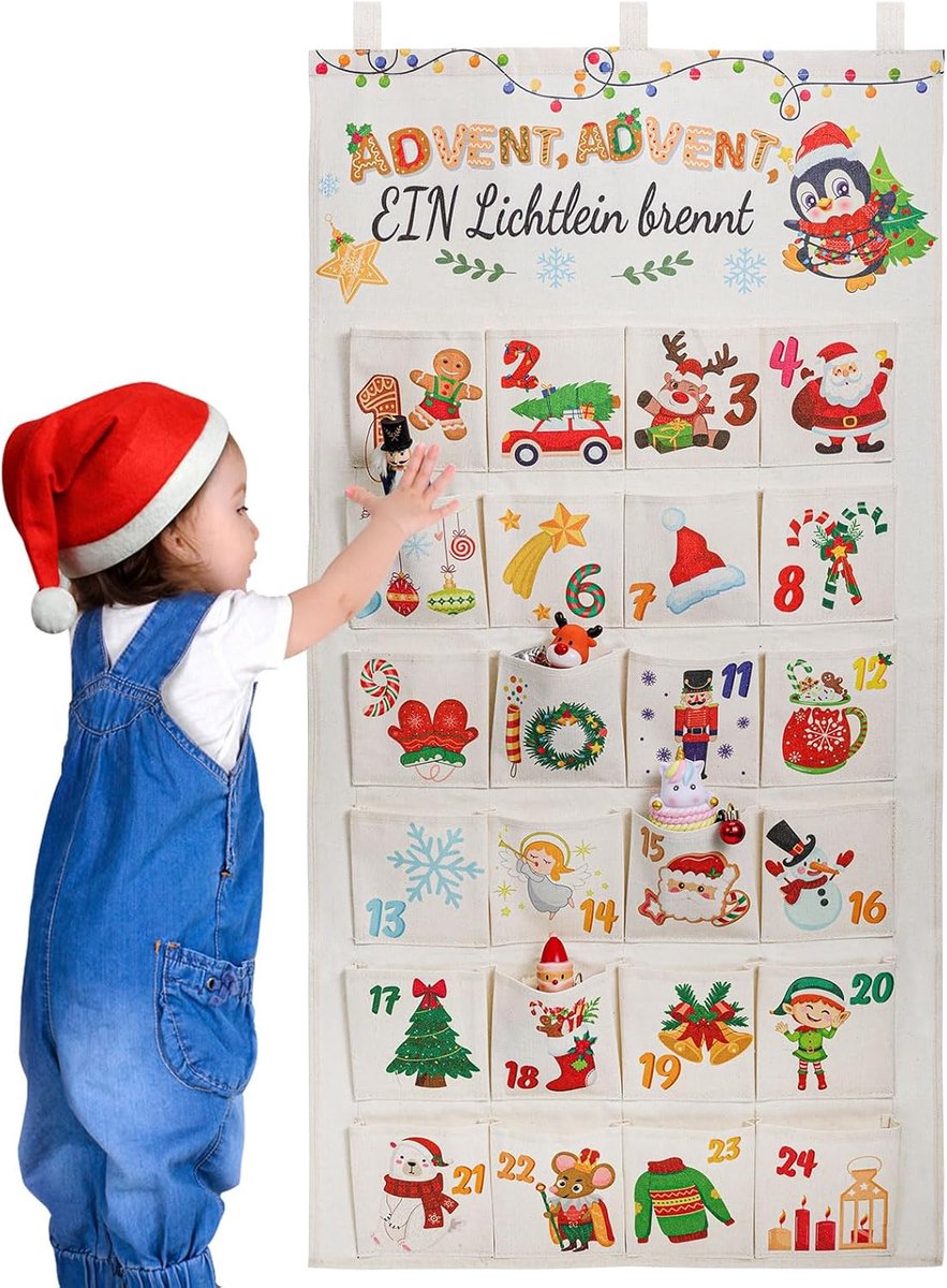 DPKOW 24 Advent Calendars for Filling Fabric 2026 Advent Calendar Tapestry Wall Hanging Door Decoration Christmas - ShopVlot