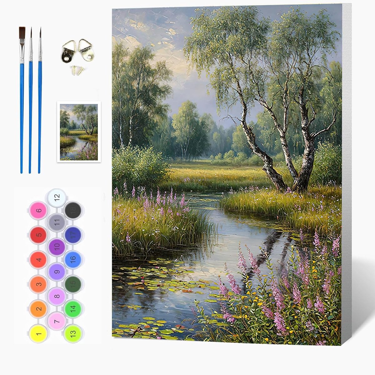 Auremi Landschap Verf op Nummers Kits Kinderen Volwassenen, Meer Schilderen op Nummer Kits Op Canvas, Ingelijste DIY - ShopVlot