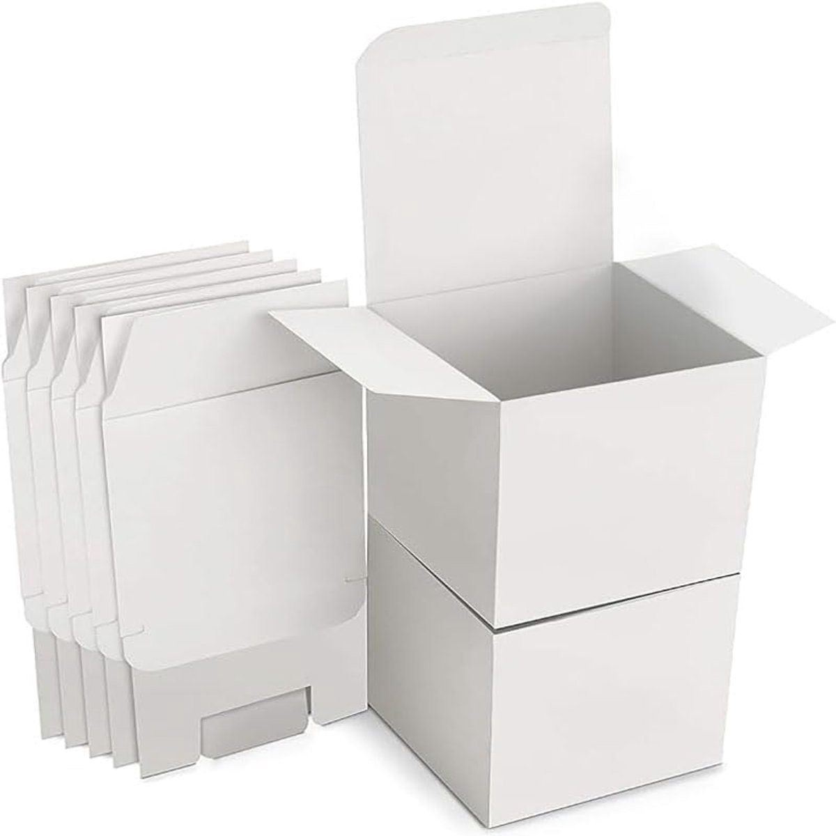 SnelShoppen - Geschenkdozen Kraftpapier Wit Kartonnen Dozen met Deksel Vierkant 10x10x10 cm Voor Feesten Verjaardagen Bruiloften - Set van 15 Stuks