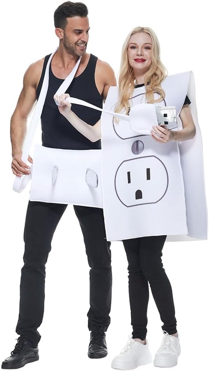 EraSpooky Socket and Plug Couple Costume Adult Halloween Outfits for Men Women, 1 Pair - ShopVlot