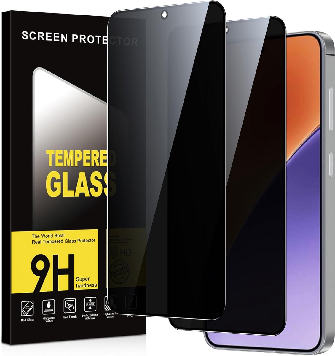 Screen Protector voor Xiaomi 15, 2 stuks, anti-spionage-hardheid, krasbestendig, zonder luchtbellen, privacy screen protector