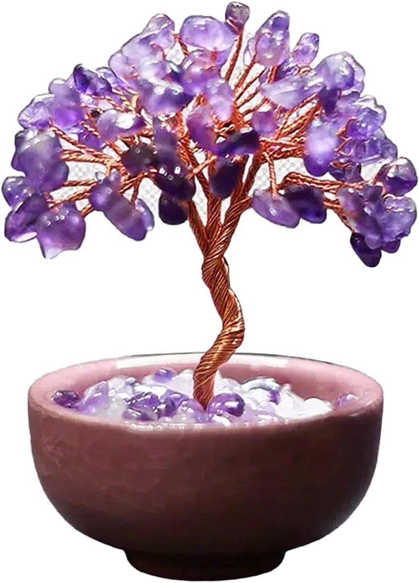 Amethist kristallen boom met 63 stenen, boom voor genezende energie, kristallijne spirituele decoratie, spiritueel cadeau voor thuis/kantoor