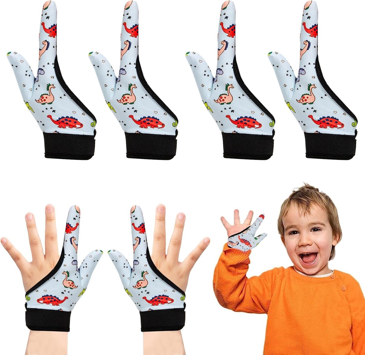 4 stuks duim zuigen stoppen met zuigen duim kauwhandschoenen voor kinderen bijten vingers voor 5-13 jaar. (#4)