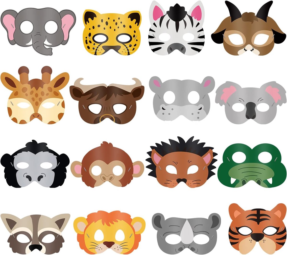 16 Stuks Dieren Maskers Verschillende Gezichten Kinderboerderij