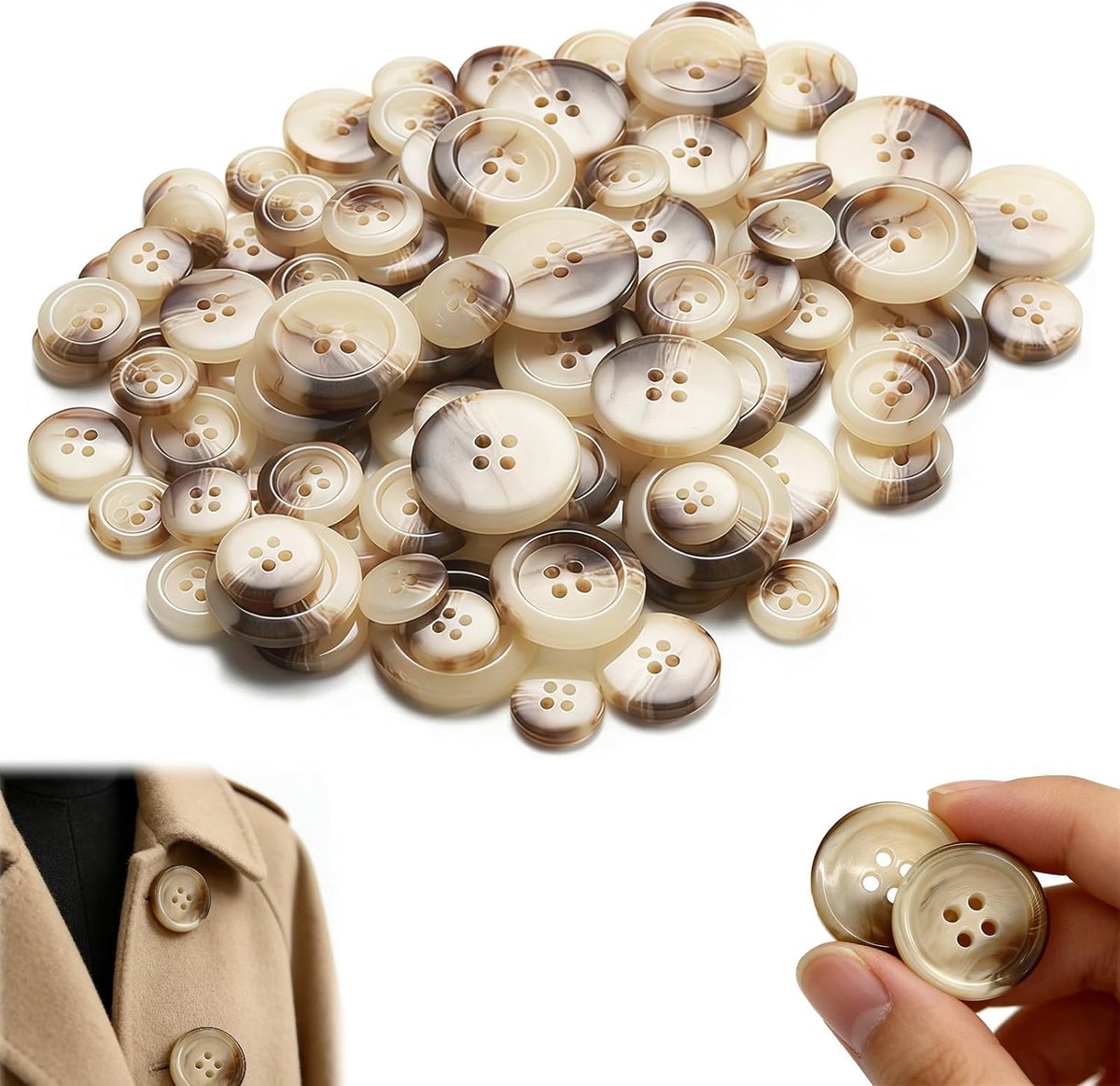 Knoopset 100 stuks – 5 maten – kleurrijke ronde knopen voor naaien, haken, breien – gesorteerde knopen in opbergdoos – handwerk, kledingreparatie, decoratie – meerkleurig design