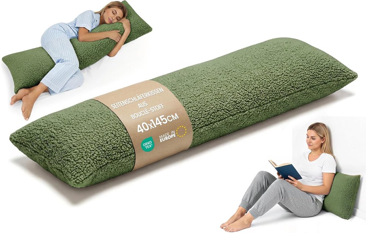 Zwangerschapskussen En Voedings Bouclé 145cm Lang En Comfortabel Kussen Voor Ondersteuning En Ontspanning Ideaal Voor Slapen En Borstvoeding Oeko-Tex certificaat