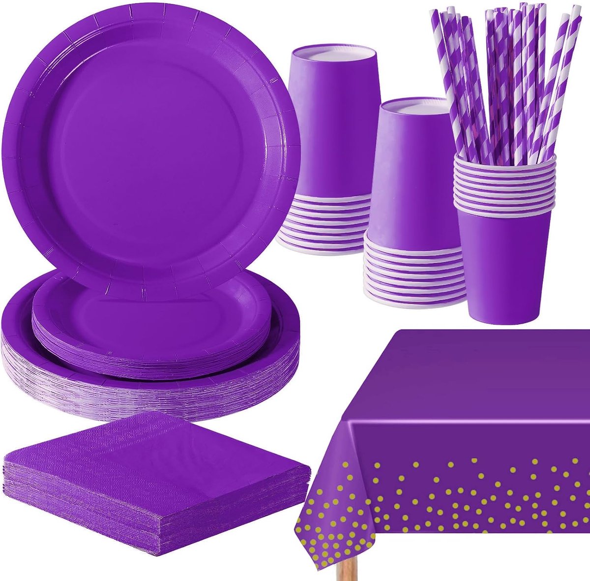 121 Stks Diep Paars Party Servies Set