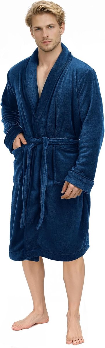 Threads Luxe Heren Sjaal Kraag Kamerjas | Superzachte Fleece Badjas | Gezellige Loungewear en Nightwear | Comfortabele Loungewear en Nachtkleding