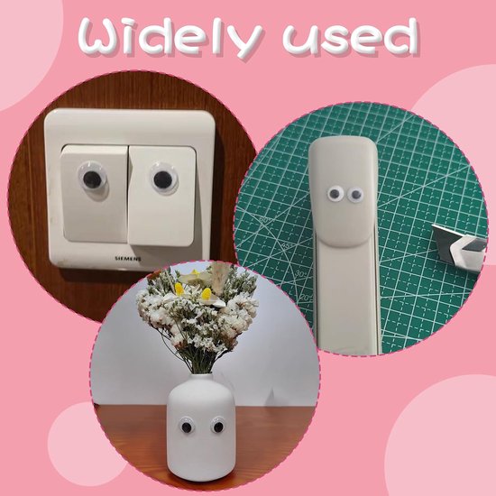Ogen, 20 mm, zelfklevend, groot, zwart en wit, knutselogen, zelfklevend voor doe-het-zelf handwerk, knutselprojecten, decoratie, poppen, scrapbooking - voor en volwassenen — afbeelding 5