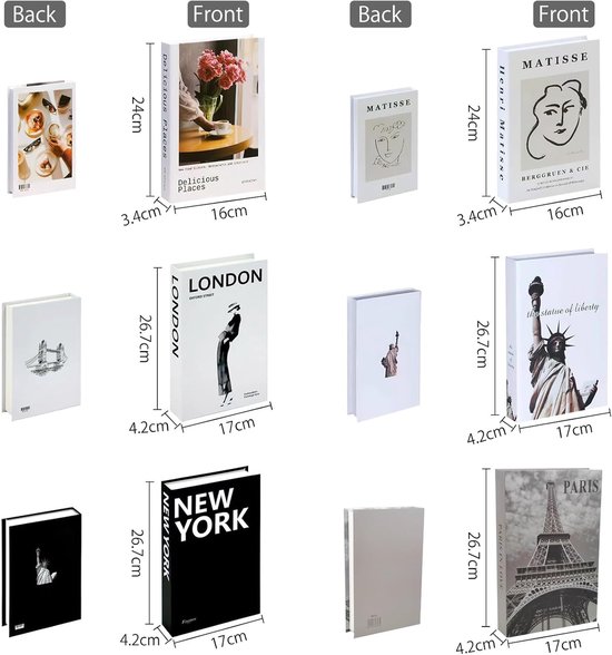 6 decoratieve boeken om je huis in te richten, modieus, creatieve Engelse letterprint, sierboeken, simulatie, opbergboek voor boekenkast, salontafel, display, planken, A — afbeelding 2