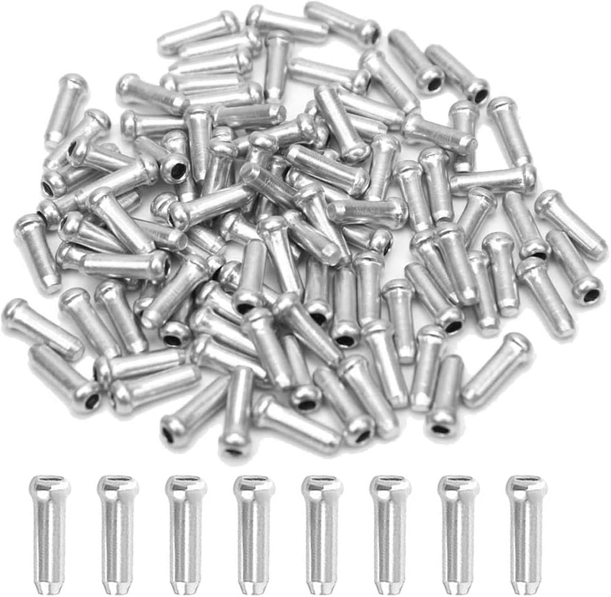 100 stuks fiets remkabel eindkappen - aluminiumlegering, zilver, duurzame eindhulzen voor fietsen, MTB & racefietsen