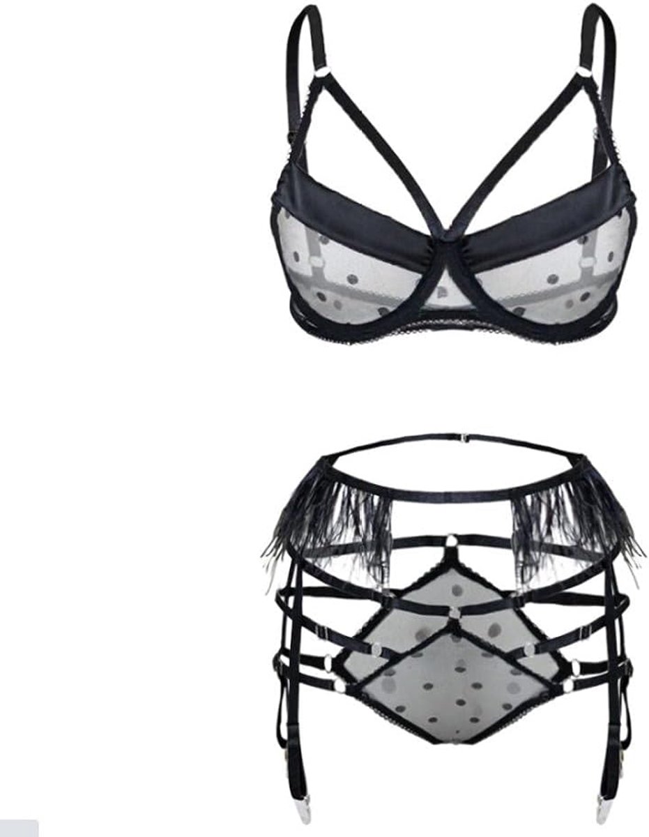 Sets met nachtmode & ochtendjas Transparante lingerie set en sexy string comfortabele ondergoed set