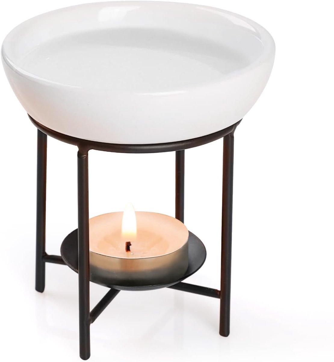Metalen etherische oliebrander wax smeltbrander diffuser, theelicht kaars houder geurverspreider thuis slaapkamer decor, zwart