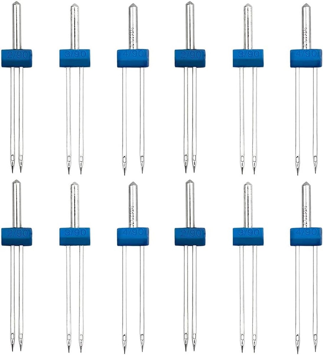 15 stuks tweelingnaald stretchmachine-naalden universele dubbele naald voor de meeste naaimachines voor huishoudelijke naaimachines, 3 gemengde maten 2.0/90, 3.0/90, 4.0/90
