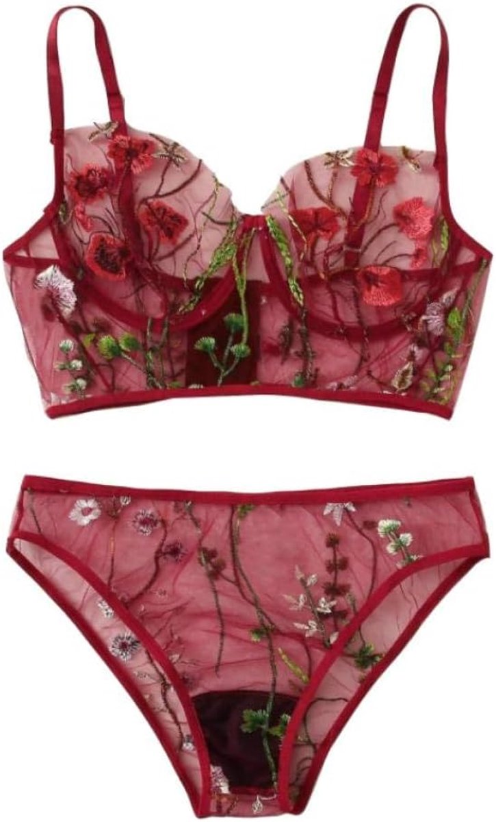 Vrouwen Beha G-String Nachtkleding Sexy Lingerie Kant Erotisch Ondergoed See Through Sex Kostuum Borduurwerk