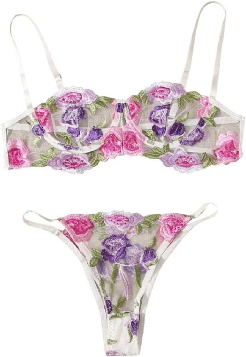 Kleding Vrouwen kanten bh bustier met string sexy lingerie set